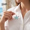 Beach Themed Jewelry Vintage Rhinestone Starfish Brooch, Ocean Metal Lapel Pin, Golden Plated Pin Sea Animal for Suit Dress Coat Scarf Marine