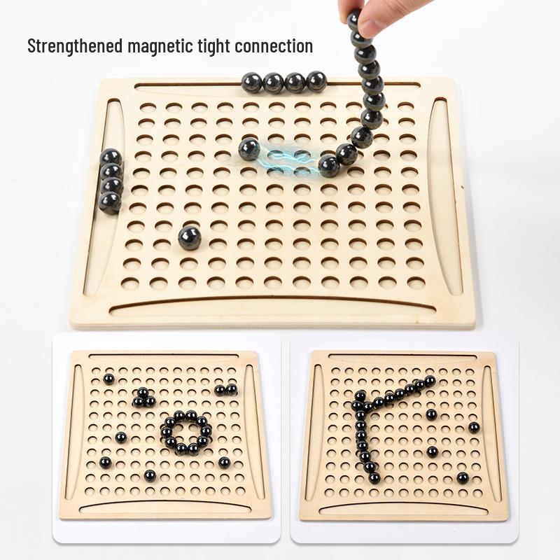 Magnetic Wooden Minesweeper & Ludo Puzzle Toy for Early Childhood Development