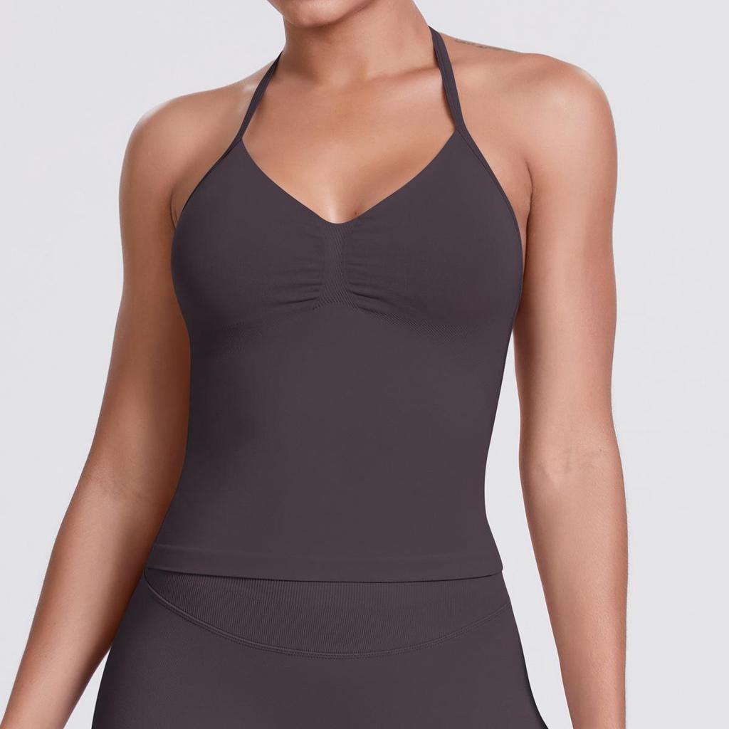 Seamless Solid Color Sexy Back Tank Top for Women - Yoga, Running, Fitness