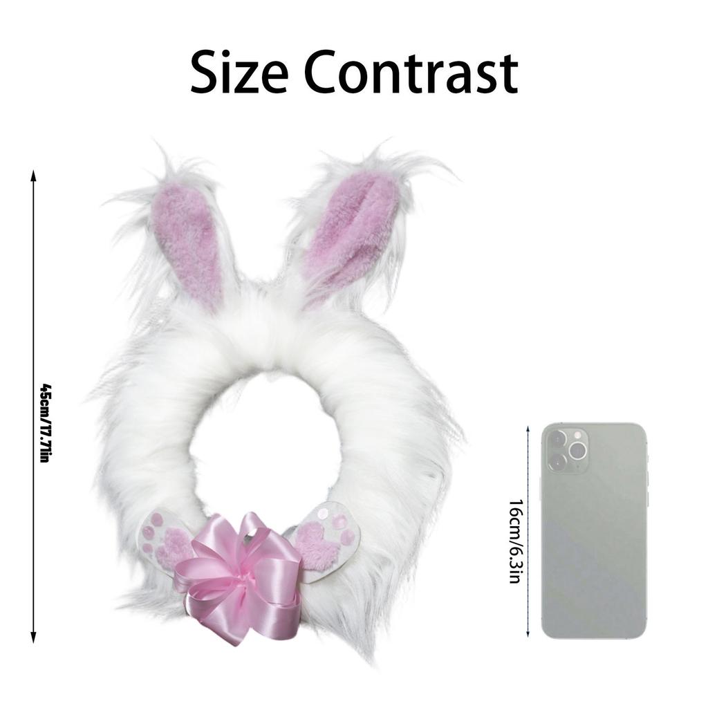 Easter Plush Bunny Wreath With Ears, A Spring-themed Door Sign, Perfect For Window Displays And Party Decorations.