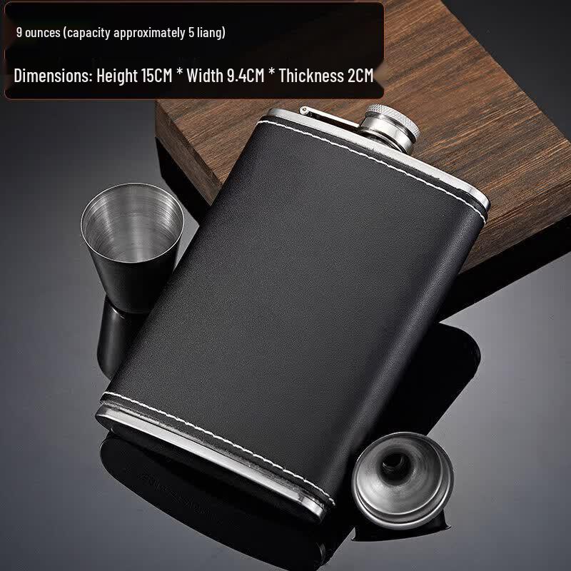 UOSO Stainless Steel & Leather Portable Hip Flask