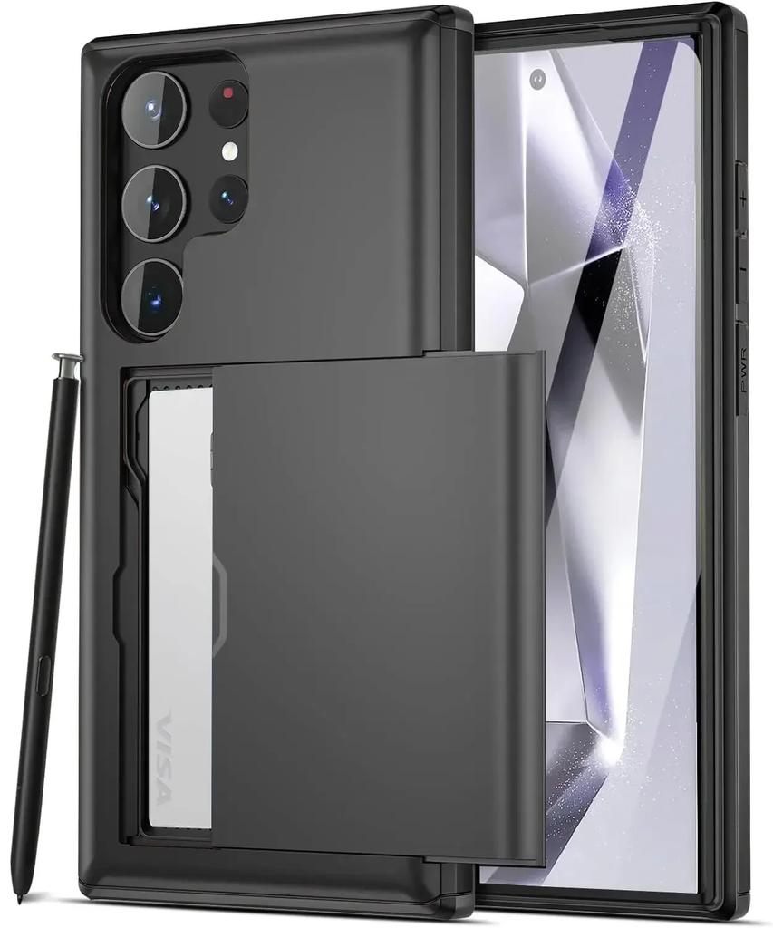 Slim Dual Lay Heavy Protector Case For Samsung Galaxy S26 S25 S24 S23 S22 S21 Ultra Plus FE A55 Hidden Card Slot Wallet Cover