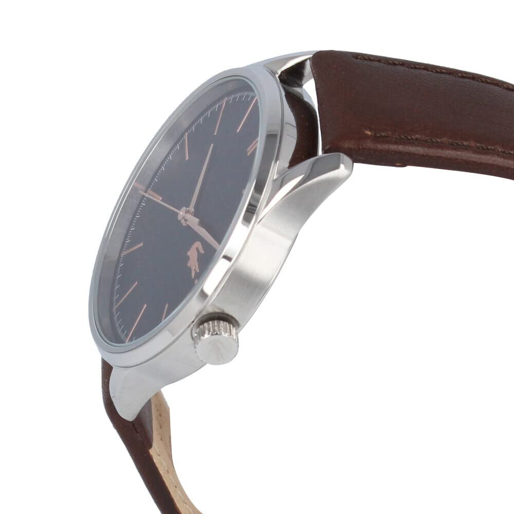 LACOSTE 2011046 Men’s Quartz 3-Hand, Leather Brown / Navy, 5-bar Water Resistant