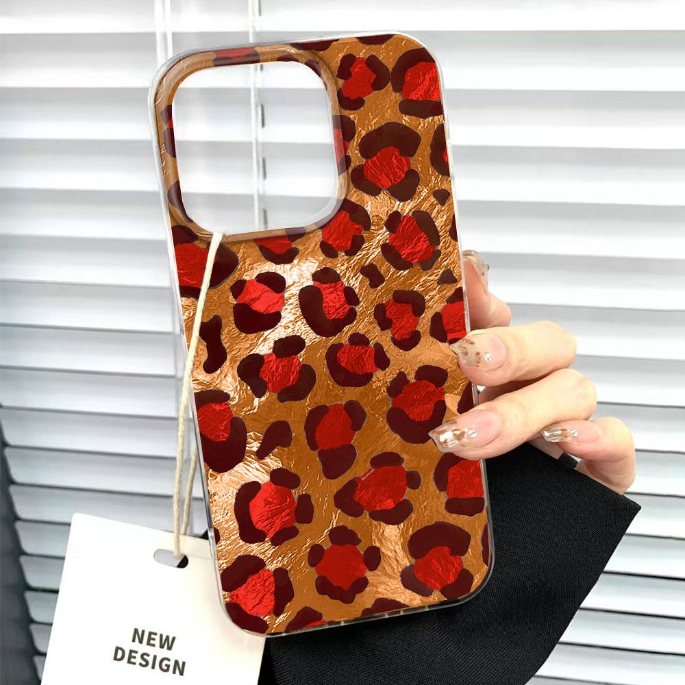 Korean Fashion Pink Leopard Print Phone Case for iphone 17 Air 16 15 14 13 11 12 Pro Max 7 8 Plus X XS XR SE 2022 2020 16e Cover