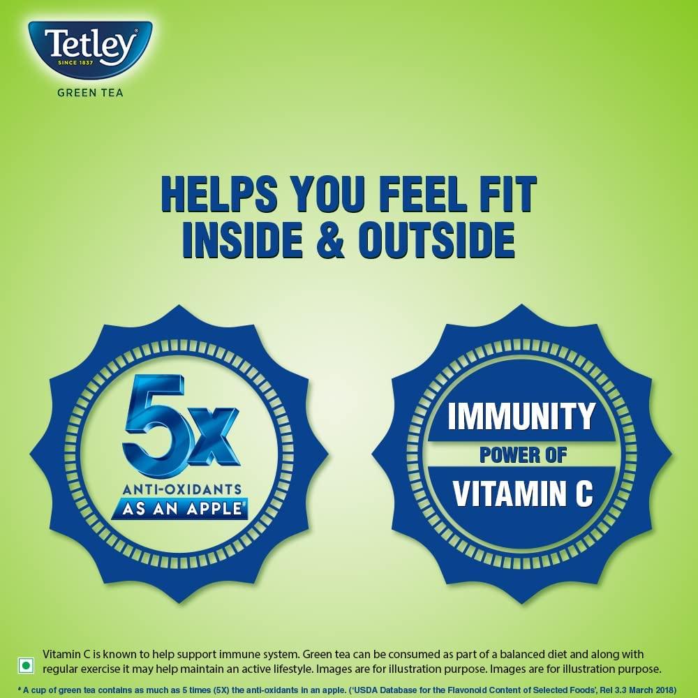 Tetley Green Tea With Tulsi Immune Support With Added Vitamin C 25 Tea Bags 30g Pack