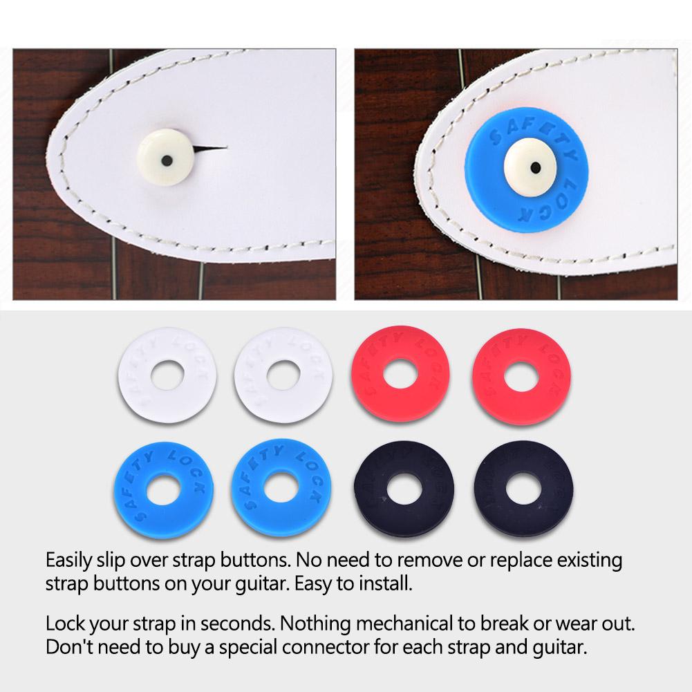 4 Pair Silica Gel Strap Locks Buckle for Acoustic Electric Guitar Bass