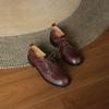 Krazing Pot Cow Skin Autumn Winter Brogues Shoes Lace Up Low Heels Size 42 Round Toe Oxford Shoes Deep Mouth Pumps