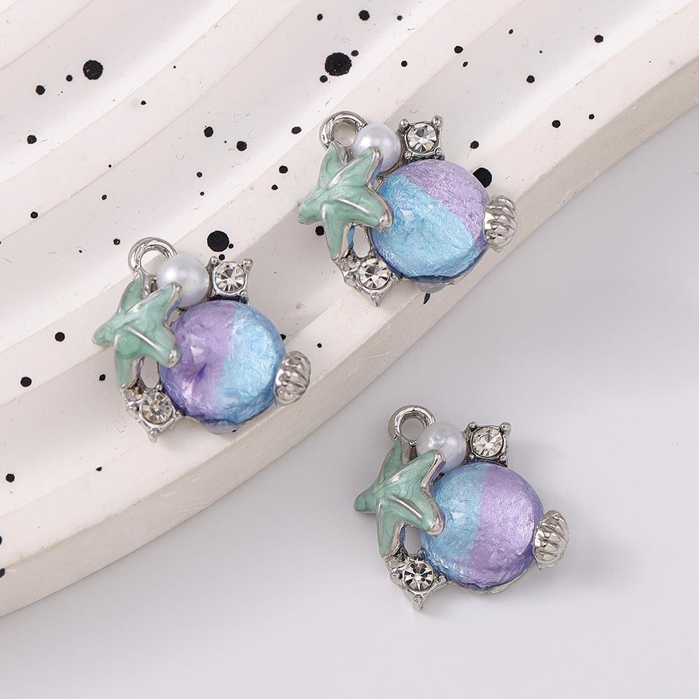 5pcs Gemstone Crystal Starfish Pendant Charms for Jewelry Making Necklace Earrings Bracelet DIY Accessories Supplies