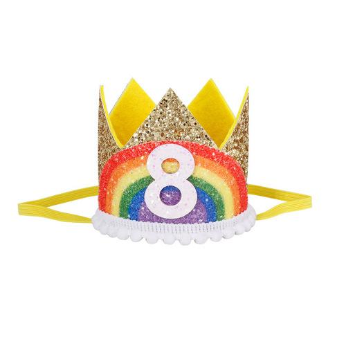 Newborn Baby Rainbow Crown Lace Princess Cute Hairband Headband Baby Infant Boys Girls Birthday Party Show Photo Headdress Gift