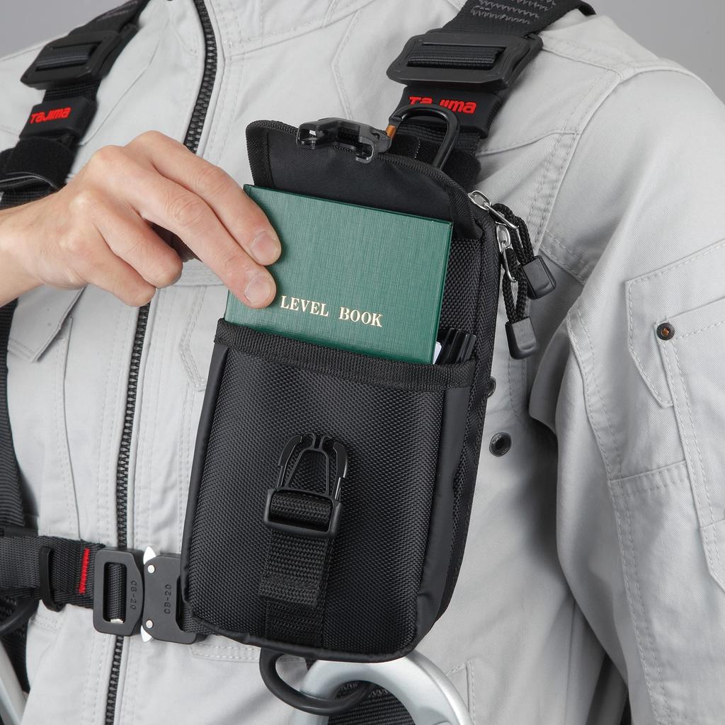 Tajima Safe System Detachable Parts Case, Large 2-Tier Chest Mount, Lightweight and Durable Nylon SFPCN-CB2L. Easy to attach and detach, can be attach