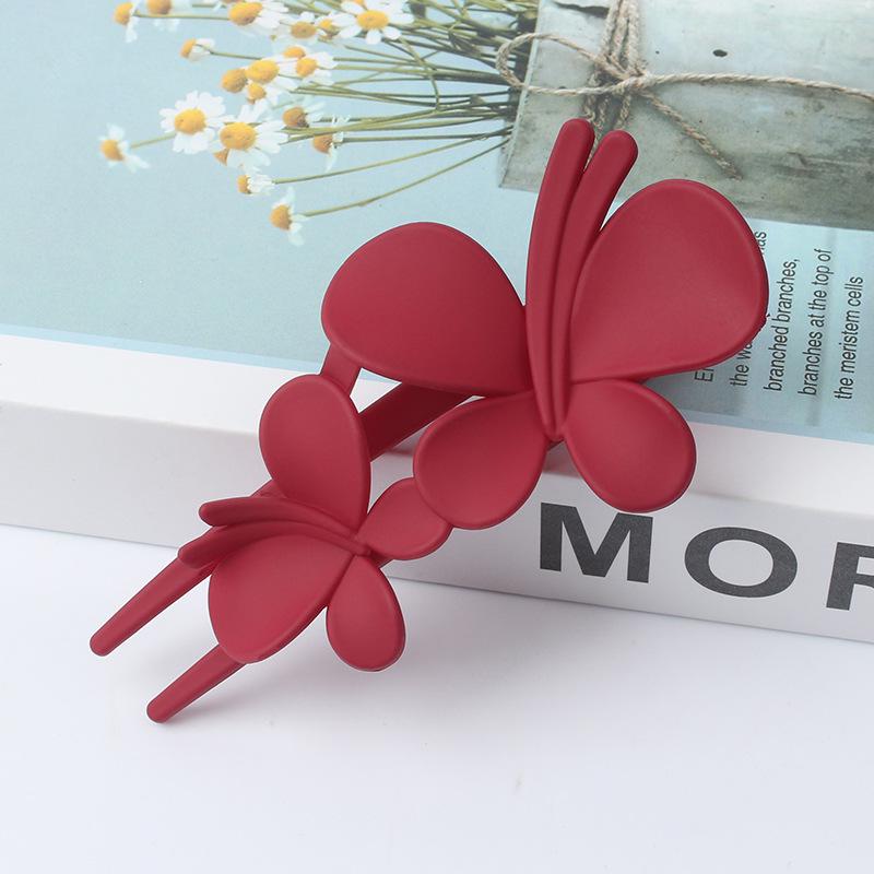 Frosted Double Butterfly Duckbill Hair Clip for Elegant Updo