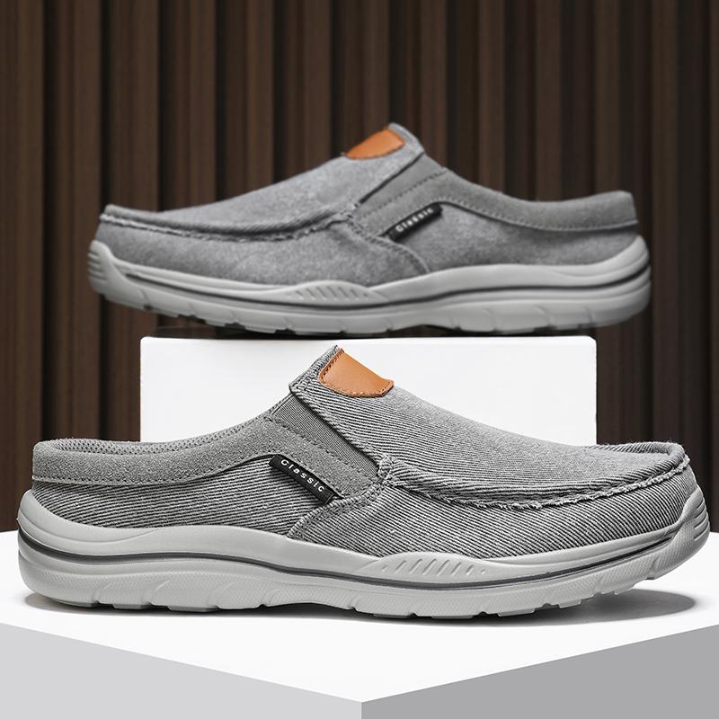 Men's Canvas Slippers Summer Outdoor Anti-slip Casual Slippers Fashion Lightweight Half Slippers Comfortable Walking Men's Shoes