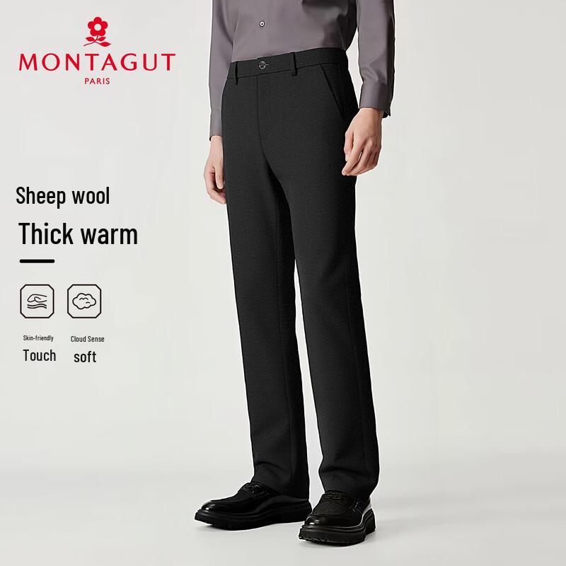 

MONTAGUT Men s Wool Blend Warm Straight Leg Casual Pants 32