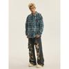 Men's American-Style Niche Color-Block Tie-Dye Long-Sleeve Plaid Shirt, Autumn Trendy Design, Loose Casual Shirt Jacket