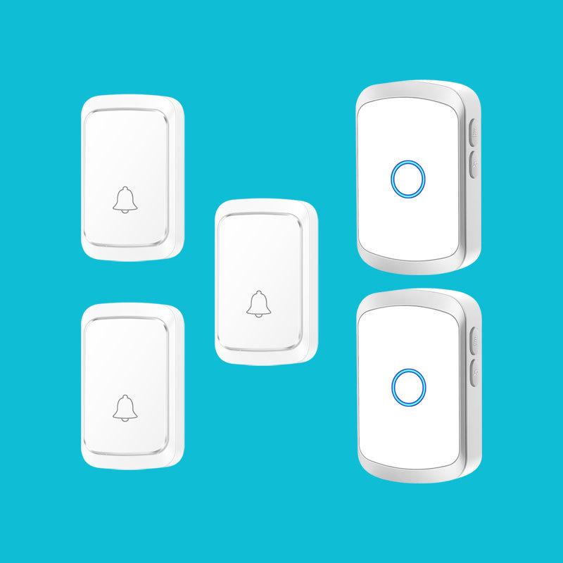 Wireless Smart Doorbell for Home: Battery & DC Powered, Includes 3 Transmitters & 2 Receivers серебряный