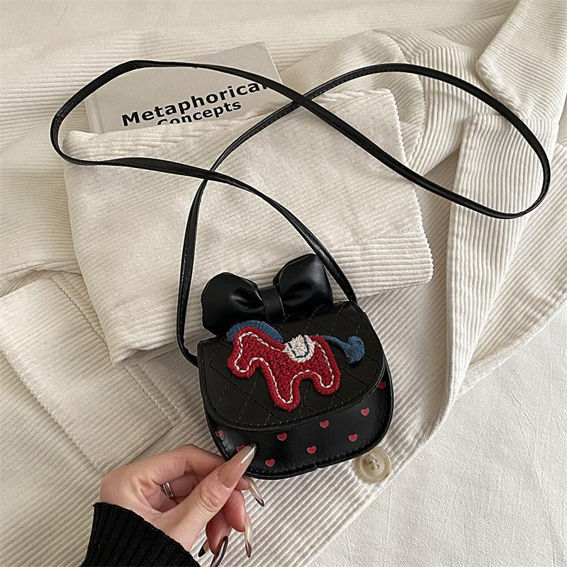 Girls over cute messenger bag red bow pony new year girls red envelope lucky money mini shoulder bag