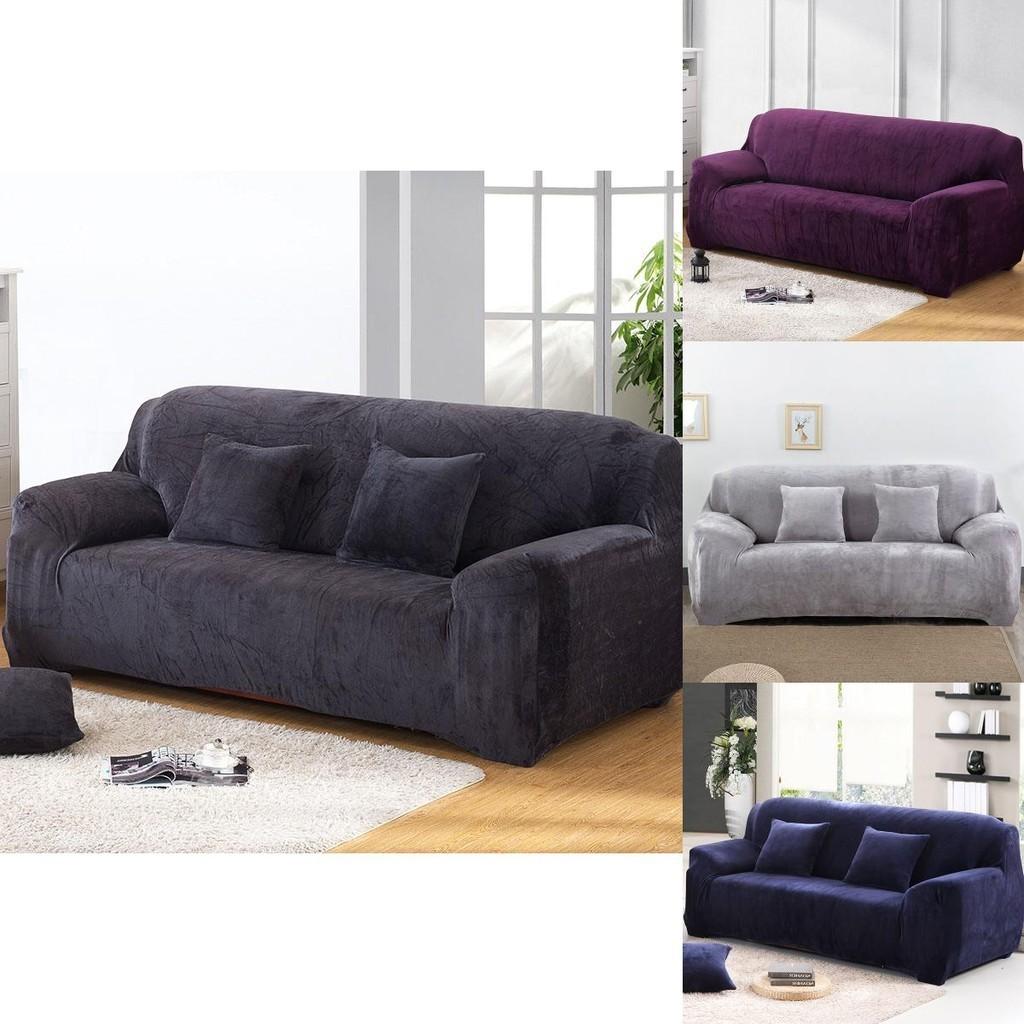 Skin-friendly Stretch Sofa Slipcover Thick Plush Velvet Cover Offering Total Protection
