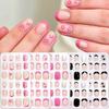 24Pcs/Box Cartoon Kids Press On Nails Black Flower French Tips False Nails Full Cover Fake Nails for Children Daily Holiday Wear