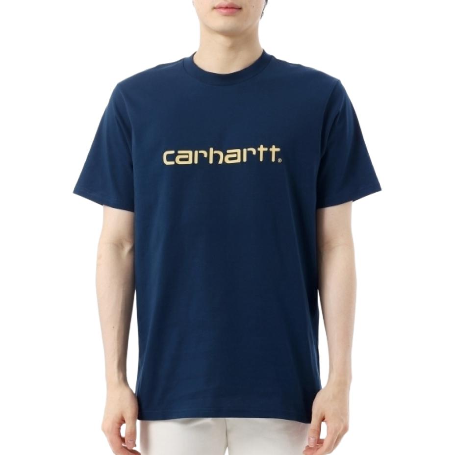 Carhartt WIP Logo Print Crew Neck Short Sleeve T-Shirt Men tops Blue I031047-2QF-XX