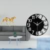 Golden Acrylic Cheetah Clock Sculpture Decorative Table Centerpiece Silent Easy Read Round Ornament