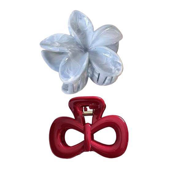 Women Hair Clip Flower Bow Shape Strong Grip Back Head Hair Claw French Retro Style Hair Accessories