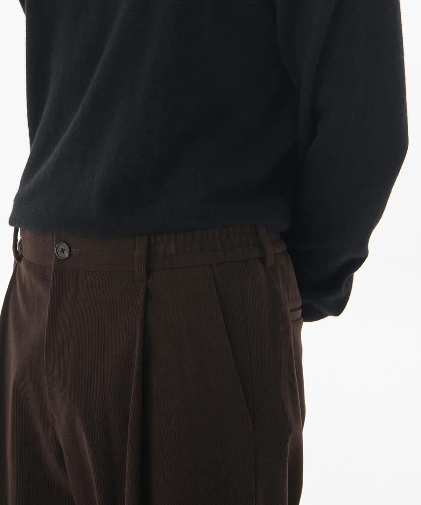 MUSINSA STANDARD 14W Corduroy One-Pleat Wide Elastic Pants [Brown]