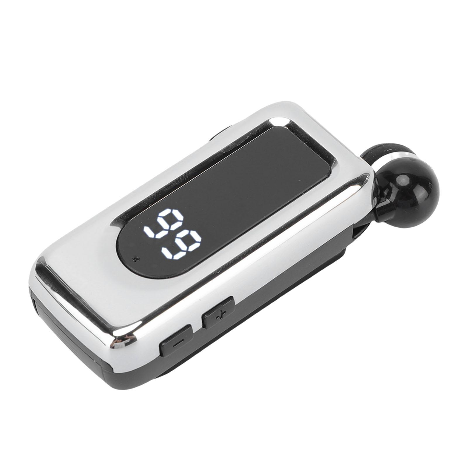 

Retractable Wireless Earphone 5.4 Detachable Battery LED Display Collar Clip Type Stereo Headphone for Drivers Professionals