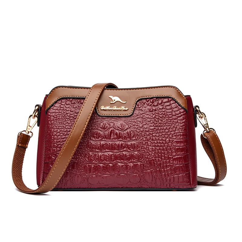 Geantă de umăr din piele de crocodil pentru femei, geantă mică de tip messenger