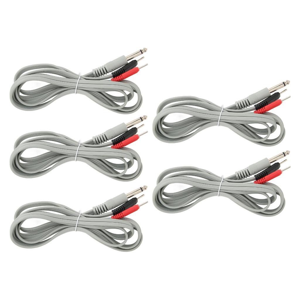 5pcs Electrode Lead Wires 2 In 1 6.35 Pin Socket Contact Electrode Lead Cable for TENS Massage Machine 5.9ft
