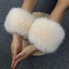 Women's Faux Rabbit and Fox Fur Wrist Warmers with Tighten Cuffs