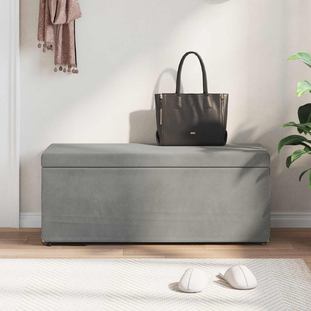 Stool Light Grey 101 x 41 x 40 cm Velvet and Engineered Wood