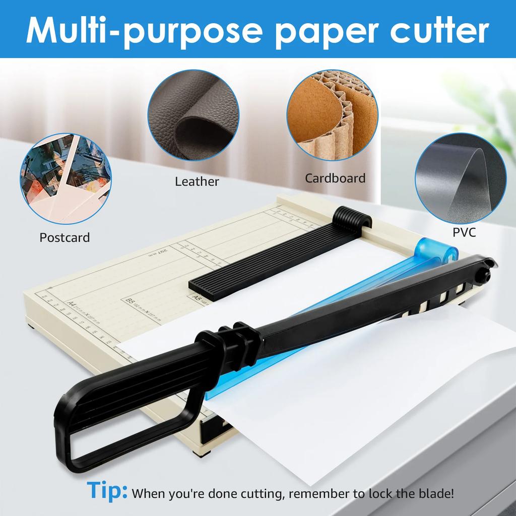 Guillotine Paper Cutter with Safety Guard and Blade Lock Accurate Cutting Paper Slicer 12 Sheets Capacity Paper Cutter For DIY