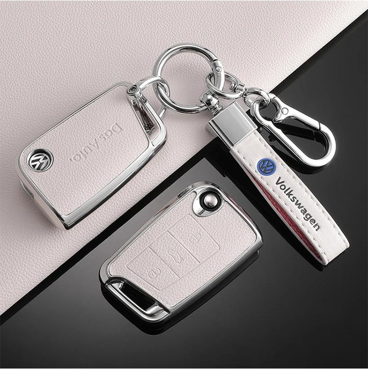 Valve Stems Caps For VOLKSWAGEN VW TPU Leather Car Remote Key Case Fob Cover Holder Shell For VW Volkswagen Golf 7 MK7 Tiguan MK QQ8