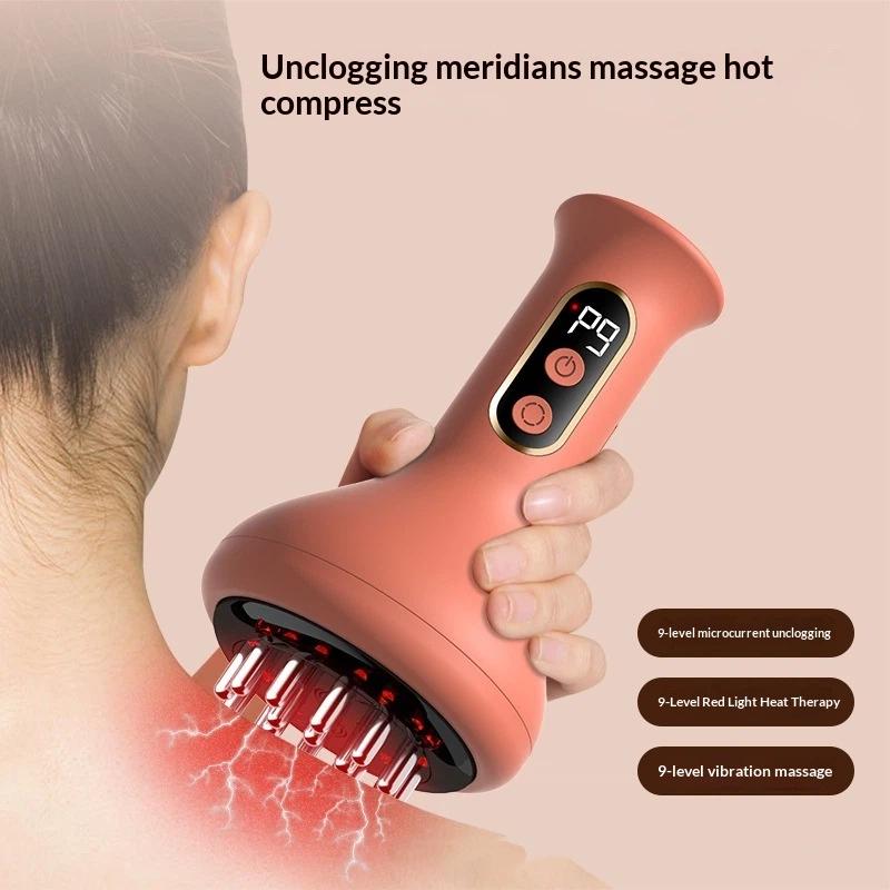 Rechargeable Scraping Massager Vibration Hot Compress Meridian Brush Body Shaping Lymphatic Detoxification Dredging