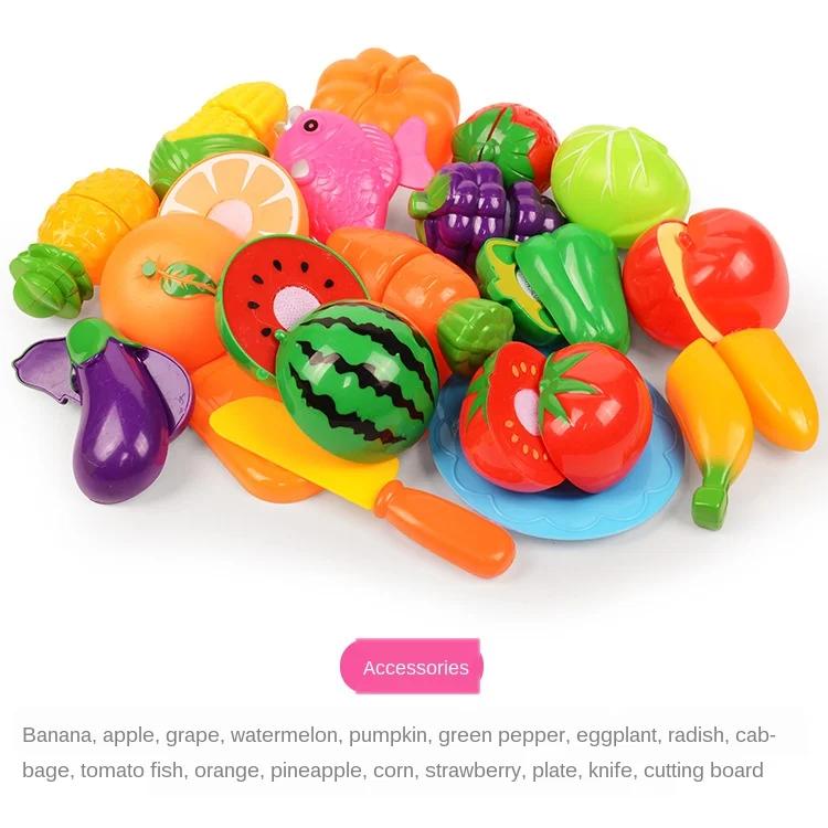 Kitchen Fun Cutting Fruit Basket And Vegetables Pizza Food Play House Set Puzzle Education Toys For Kids Boys Girls Xmas Gifts