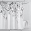 Emerald Green Eucalyptus Shower Curtain Fabric, Watercolor Plant Leaves with Floral Bathroom Shower Curtain Set with Hooks
