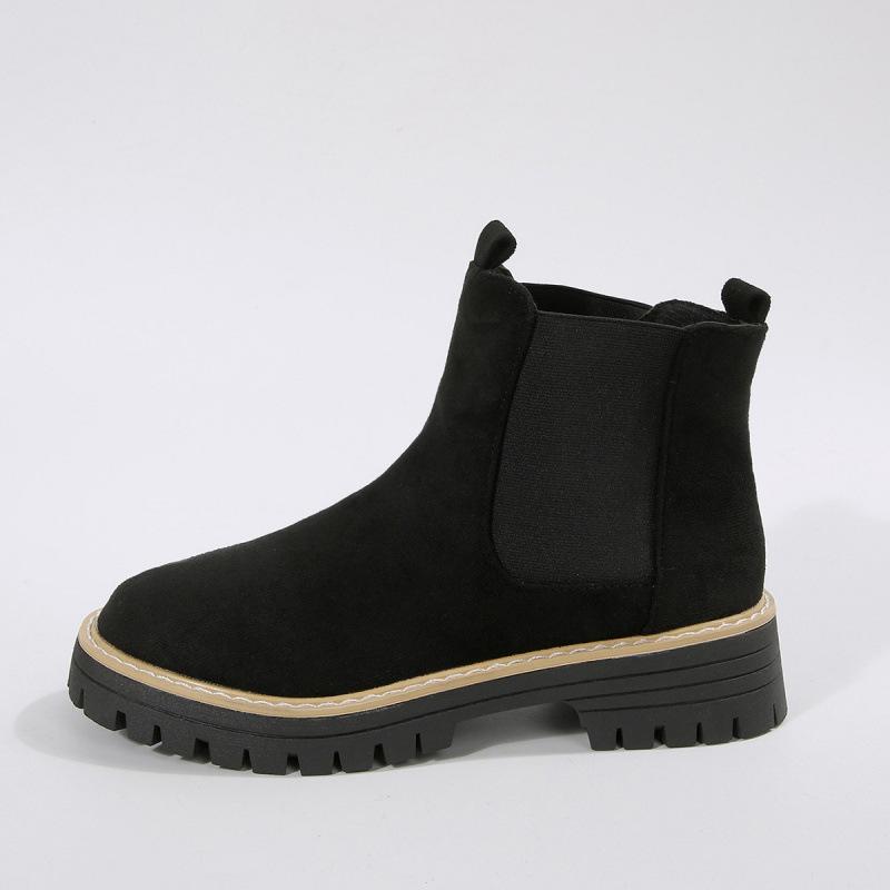 Martin boots new round head leather boots matte mid-top Chelsea boots casual boots