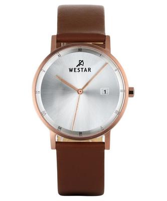 Profile Brown Leather Strap Silver Dial Quartz 50221PPN627 Men's Watch