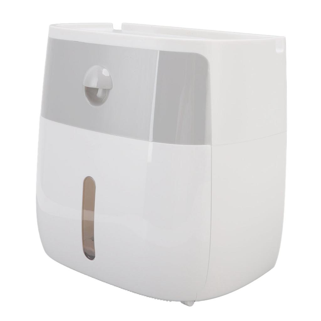 Tissue Holder Wall Mounted Toilet Paper Box Waterproof Roll Paper Storage Box With Push Button Gray White