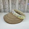 Light Luxury High-end Raffia Empty Top Straw Hat Women's Summer Sunshade Cap Sun Protection Big Edge Sun Hat Sequined Hat