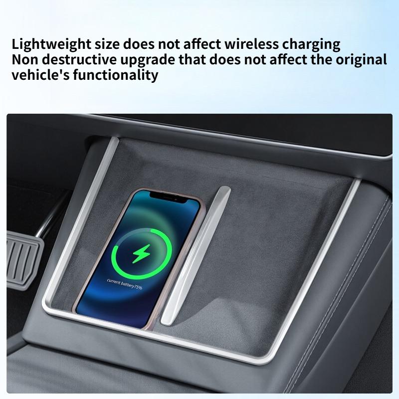 Wireless Charging Decorative Strip Frame for Tesla Model 3 Highland 2024 2025 Chrome Plated Interior Anti Scratch Accessories