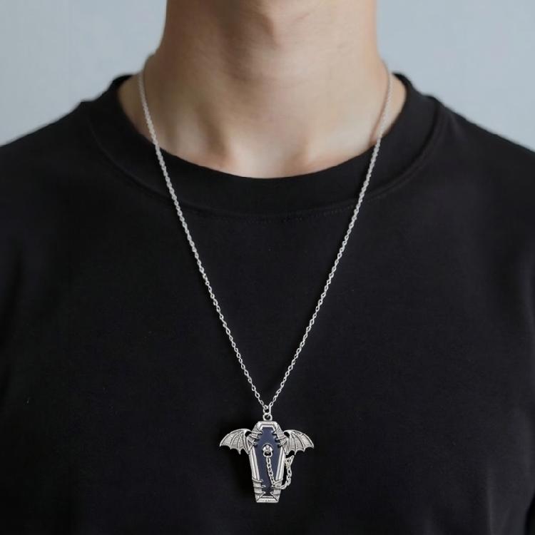 Collar con Colgante Ataúd de Murciélago Declaración Cadena de Cuello Ajustable Gótico Joyería de Aleación Envejecida Para Mujeres Hombres