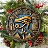 Egyptian Totem Metal Wall Art Eye of Horus Anubis Ra Golden Blue Mystical Decor Gift