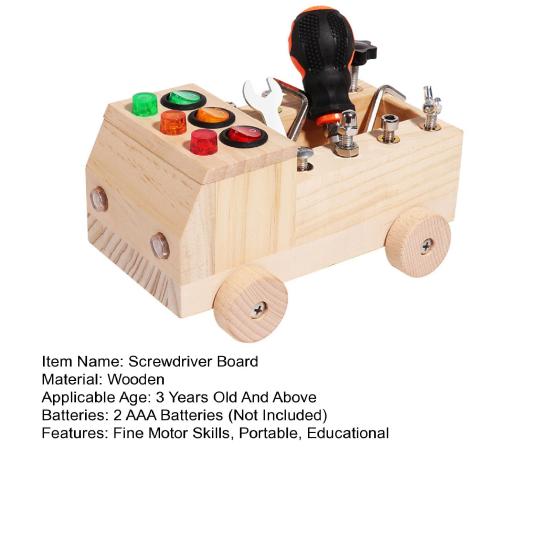 Wooden Car Screwdriver Board Set Fine Motor Skills Kids Educational Busy Truck Sensory Toy Toddlers Preschool Activity Learning Toy