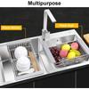 Stainless Steel Kitchen Drying Rack, Extendable Drainage Basket with Adjustable Armrests, Sink and Dish Drying Rack