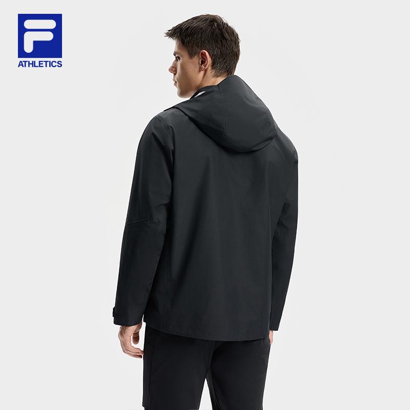 FILA Fitness Solid Color Loose Fit Fashion Outdoor Sports Versatile Detachable Two-Piece Waterproof Windproof Breathable Warm Jacket A11M541704FBK