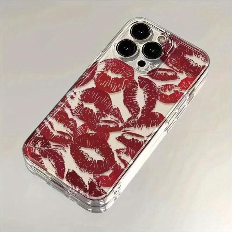 

Red Lips Case: Compatible with iPhone Models 13-16, 12/11/XSM, Space Precision Design iPhone 16 Plus