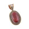 Natural Red Jasper Gemstone 925 Solid Sterling Silver TwoTone Pendant 1.50" O9c53