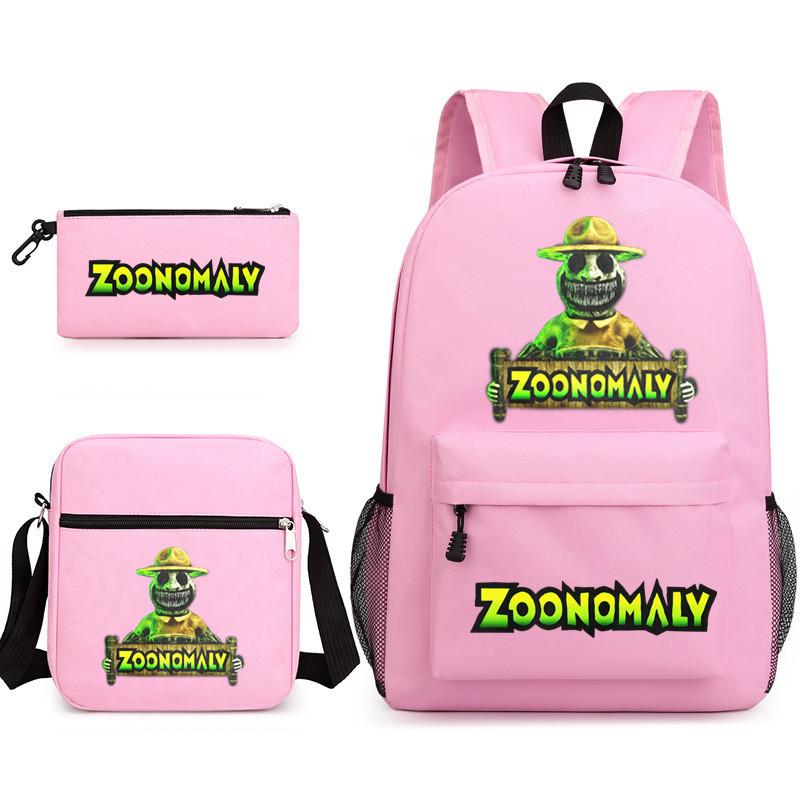 Deformed Zoo School Bag Male and Female Students Three-piece Large Capacity Backpack