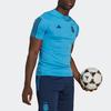 adidas Logo Badge Print Three-Stripe Short Sleeve Soccer Jersey Men Tops Blue HF3927